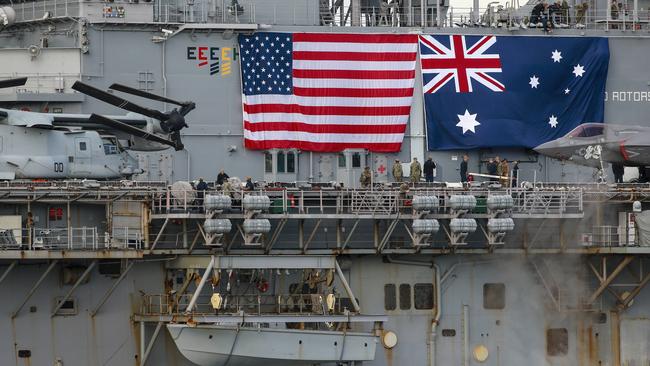 They showed their love for the country, displaying an Australian flag on the 257m vessel. Picture: Justin Lloyd