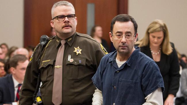 Larry Nassar as he was sentenced in 2018. Photo by Geoff Robins / AFP