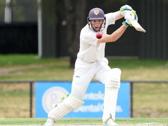 Premier Cricket: Kingston Hawthorn v Melbourne University at  Walter Galt Reserve. Joel Lewis of Kingston Hawthorn at bat.Picture : George Sal