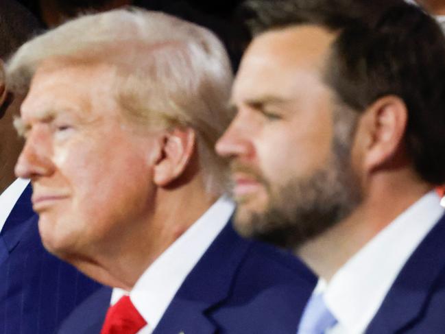 MILWAUKEE, WISCONSIN - JULY 15: (L-R) Tucker Carlson, U.S. Rep. Byron Donalds (R-FL), Republican presidential candidate, former U.S. President Donald Trump, and Republican Vice Presidential candidate, U.S. Sen. J.D. Vance (R-OH) appear on the first day of the Republican National Convention at the Fiserv Forum on July 15, 2024 in Milwaukee, Wisconsin. Delegates, politicians, and the Republican faithful are in Milwaukee for the annual convention, concluding with former President Donald Trump accepting his party's presidential nomination. The RNC takes place from July 15-18.   Chip Somodevilla/Getty Images/AFP (Photo by CHIP SOMODEVILLA / GETTY IMAGES NORTH AMERICA / Getty Images via AFP)