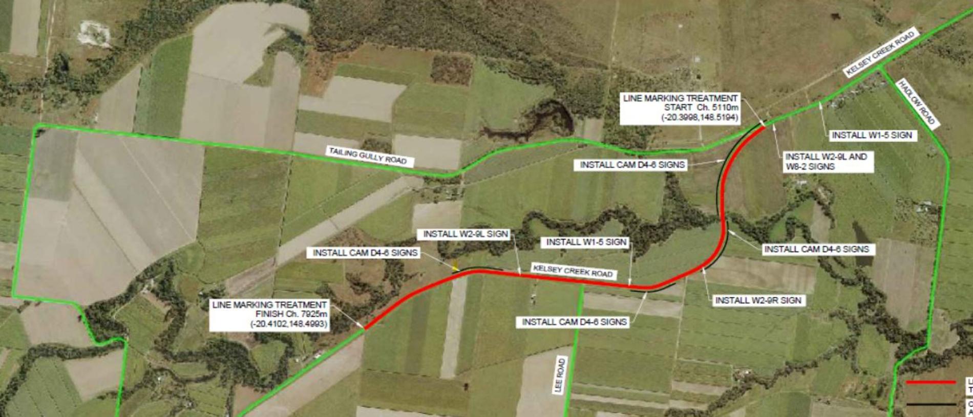 Whitsunday Regional Council has proposed safety upgrades for Kelsey Creek Rd, Proserpine, July 2021. Picture: Whitsunday Regional Council