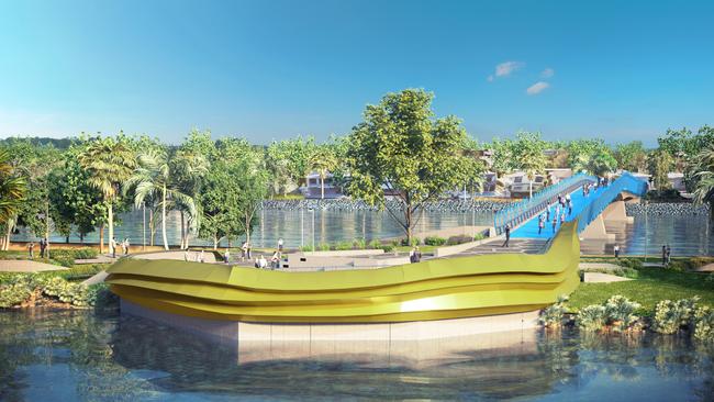 An artist impression of the soon-to-be-completed Chevron Island Green Bridge.