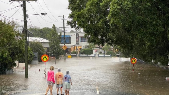 Flooding around Milton State School on Saturday.