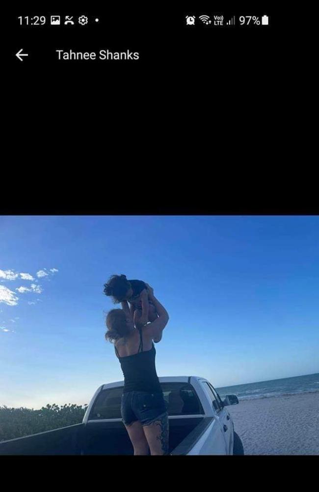 One of the final photos Whitsundays woman Tahnee Shanks sent to family before she went missing and the ute in the photo was found burnt out. Picture: Facebook