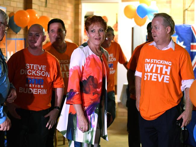 One Nation leader Senator Pauline Hanson leaves the campaign party house in Buderim on the Sunshine Coast on Saturday. Picture: Mick Tsikas/AAP