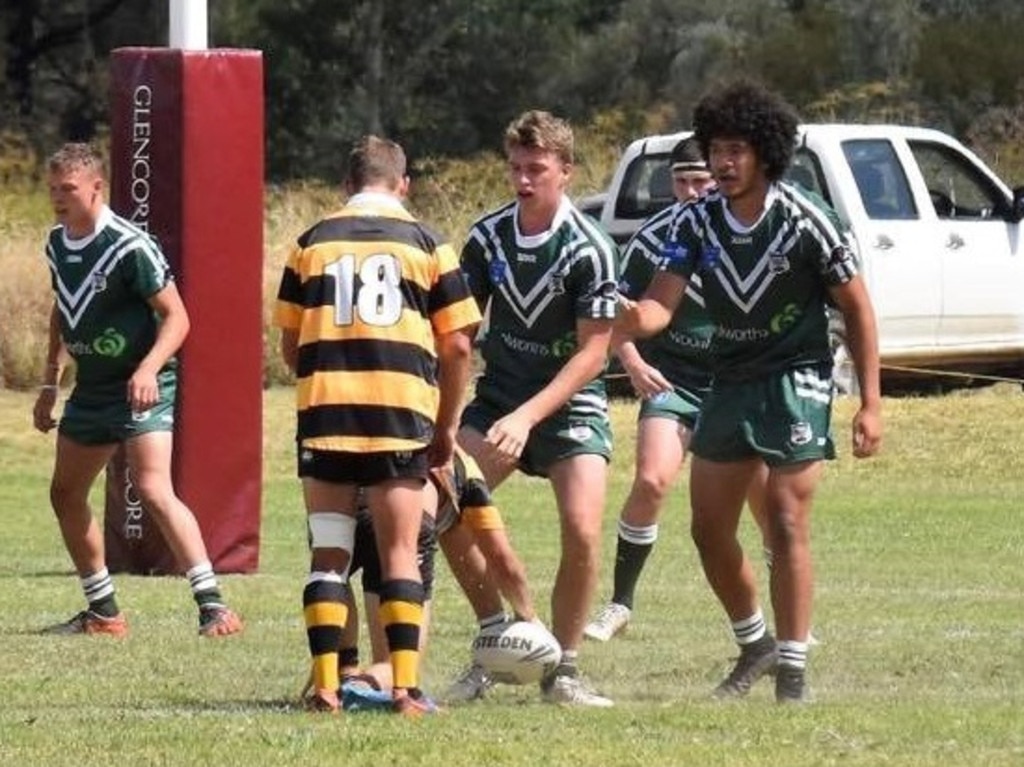 Kaydden Hoad (left) and Malakai Folau of the Western Rams. Picture: SM Photography