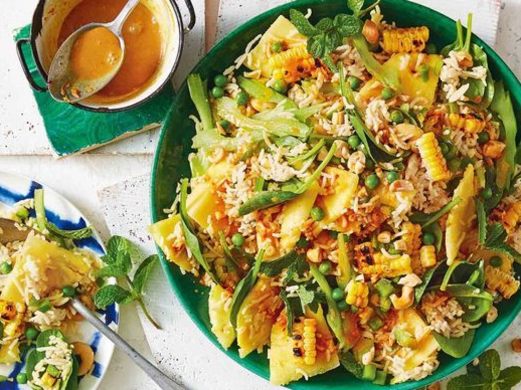 Green and gold curried rice salad.