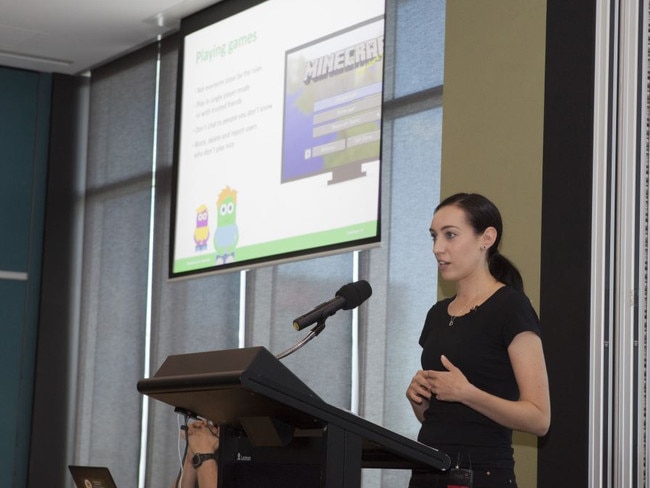 AFP Online Child Safety Team leader Simone McKeough gives a presentation. 