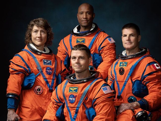 The crew of NASA’s Artemis II mission (left to right): NASA astronauts Christina Hammock Koch, Reid Wiseman (seated), Victor Glover, and Canadian Space Agency astronaut Jeremy Hansen. Picture: NASA