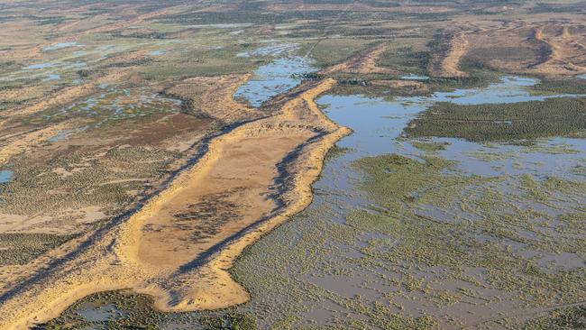 Floodwaters move through western Queensland's Channel Country. Picture: Kerry Trapnell / Pew Trusts.