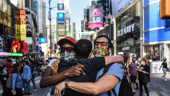 People celebrate in the streets of New York after it was announced that Democratic nominee Joe Biden would be the next U.S. President. Picture: Getty