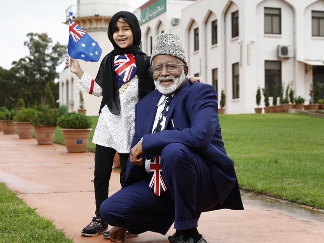 Fiaqa Tariq with Marsden Park Mosque Imam Inamul ul-Haq Kauser. Picture: Richard Dobson