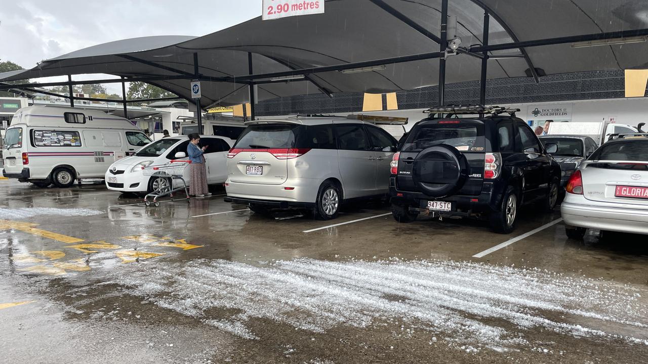 A shopping centre roof was caved in during the storm at Gympie.