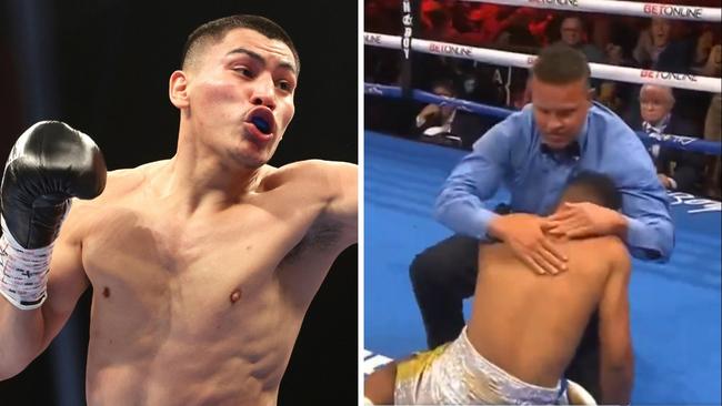 Vergil Ortiz destroyed Tomas Dulorme. Photo: Twitter, DAZN and Bet365.