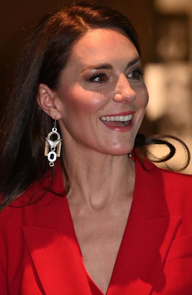 The Princess of Wales wore stunning chandelier earrings to the event. Picture: AFP