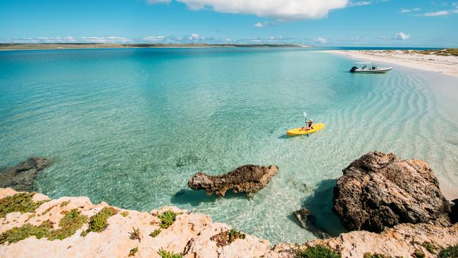 Kayaking at Dirk Hartog Island. Picture: Tourism Western Australia