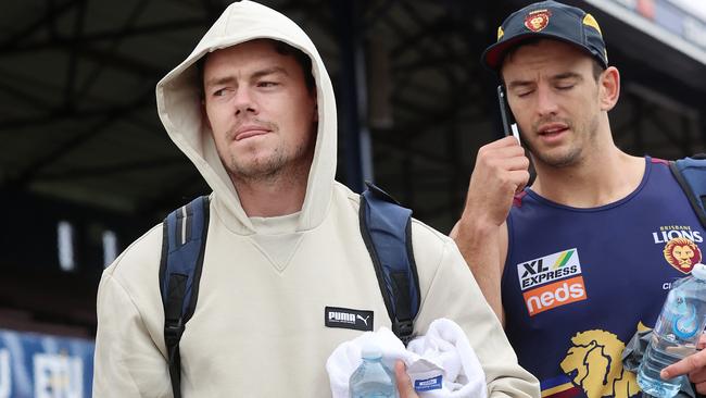 Lachie Neale arrives for Brisbane Lions training at North Port Oval, Port Melbourne. Picture: Michael Klein