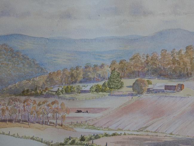 A watercolour landscape of Warrawang in the early 20th centruy by an unknown artist.