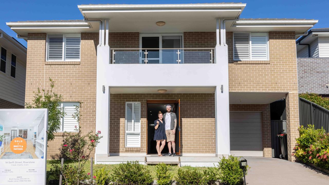 New homeowners: Elizabeth Wyatt and Lachlan Spencer bought in a new estate of Riverstone, one of the fastest growing areas since 2019. Picture: Christian Anstey