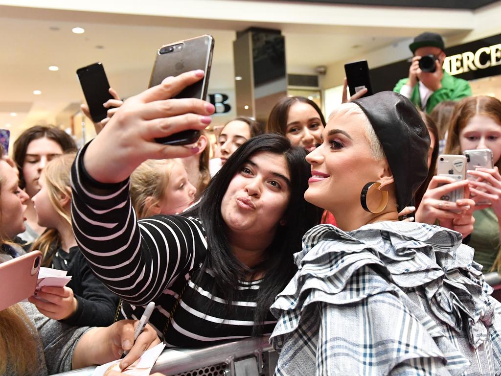 Katy Perry photographed at Westfield Marion, Adelaide on Sunday the 29th of July 2018. (AAP/ Keryn Stevens)