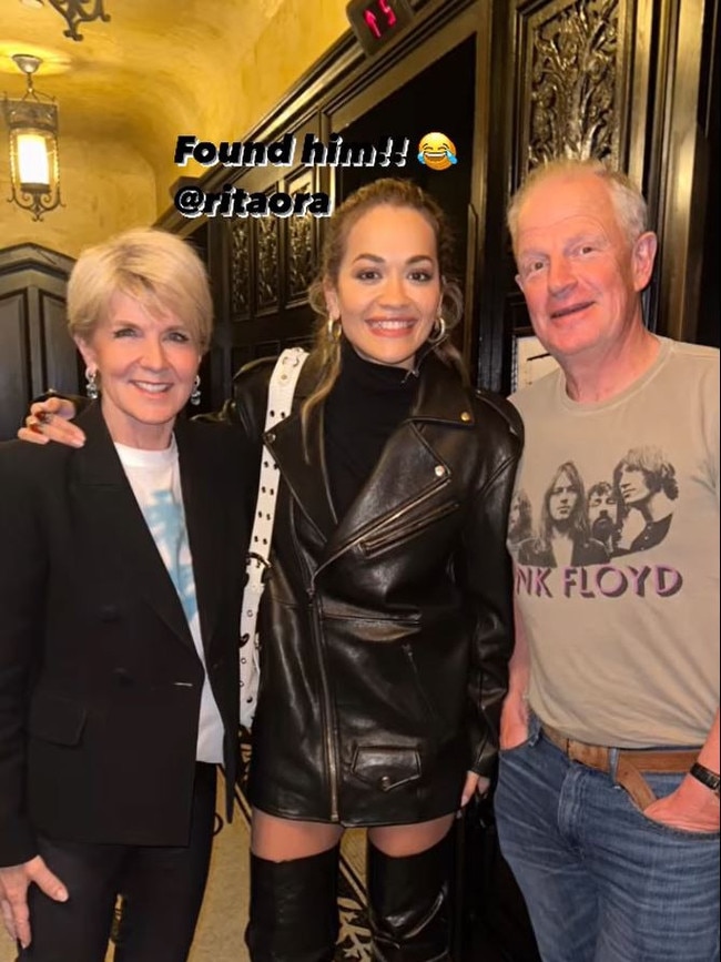 Julie Bishop and Ian Smith with Rita Ora. Picture: Instagram