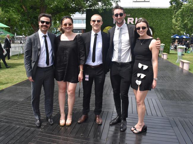 Guests in striking racewear at Penfolds Derby Day at the Flemington Racecourse on Saturday, November 02, 2024: