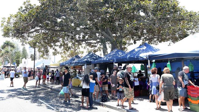 A large crowd at the Redcliffe Jetty Markets.