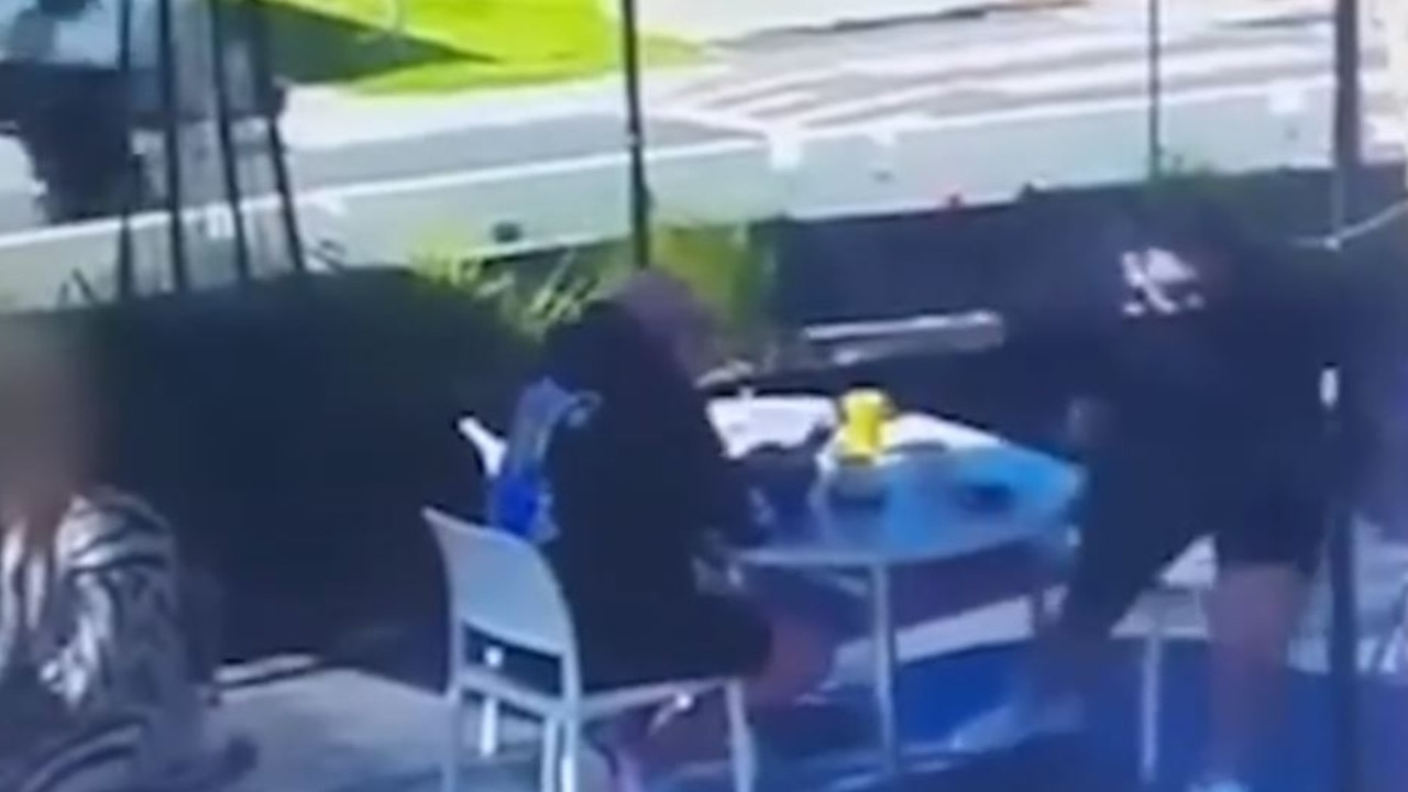 CCTV shows cafe patrons scrambling for cover as a gunman dressed in black runs up and fires at Melbourne crime heavyweight Gavin “Capable” Preston.