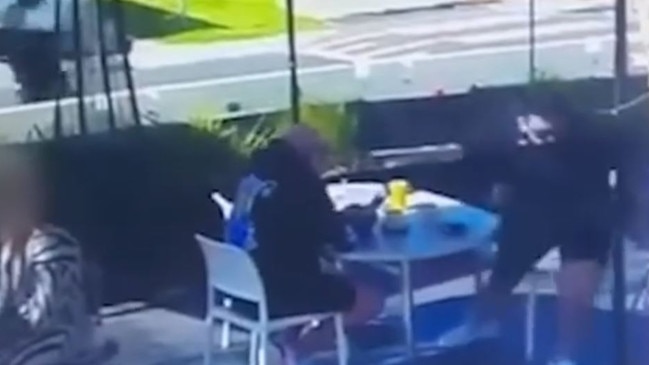 CCTV shows cafe patrons scrambling for cover as a gunman dressed in black runs up and fires at Melbourne crime heavyweight Gavin “Capable” Preston.