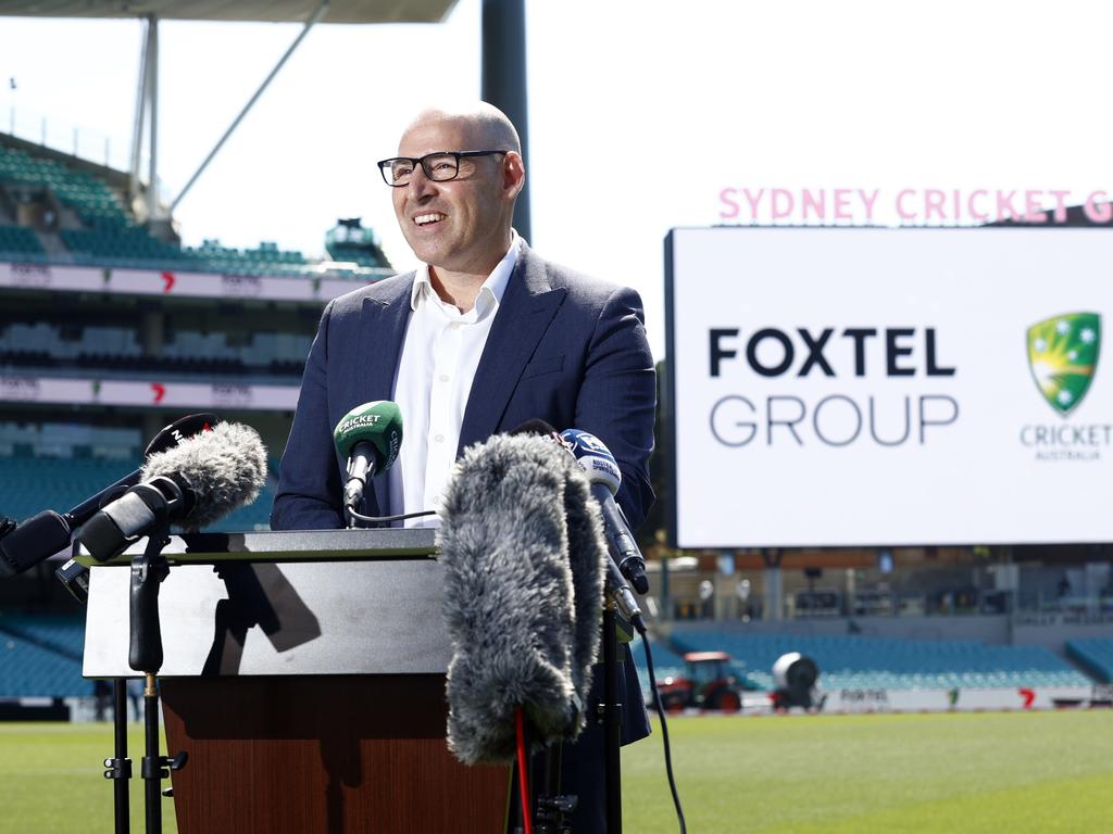 Cricket Australia chief Nick Hockley at last year’s broadcast deal announcement. Picture: Richard Dobson