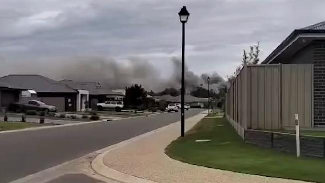 Fire ravaging Gawler Rd house at Two Wells Picture: Scott Sweet/Facebook