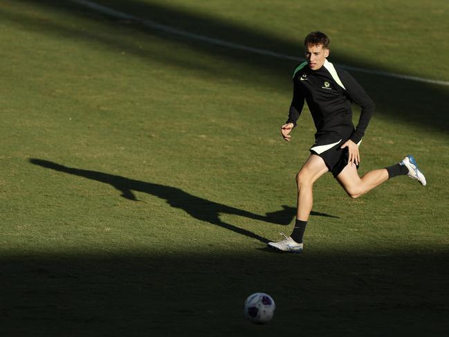 Kai Trewin at the Socceroos training session. Picture: Darrian Traynor/Getty Images