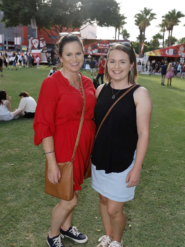 Kirsty Pitkin and Sarah Townes at the Ed Sheeran concert at Suncorp Stadium. Picture: Josh Woning