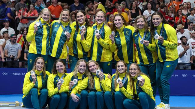 Australia’s women’s water polo team took silver. Picture: Adam Head