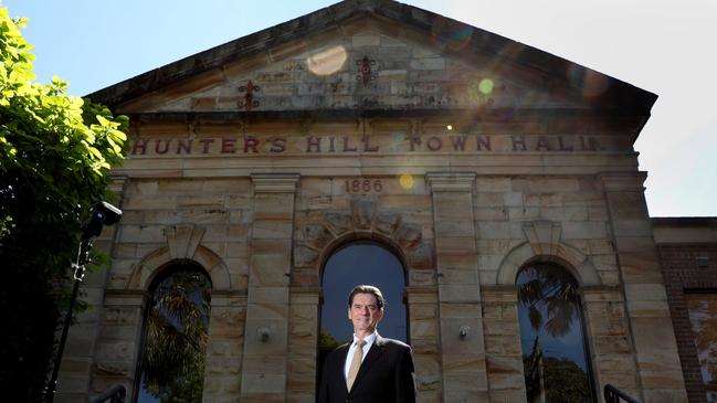 Hunters Hill Mayor Mark Bennett in front of the town hall. Picture: Chris Pavlich