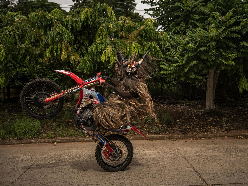 Alex Toro makes tricks with his motorcycle as part of the 56th Folkloric and Tourist International Festival in San Martin, Colombia. Picture: Diego Cuevas/Getty Images