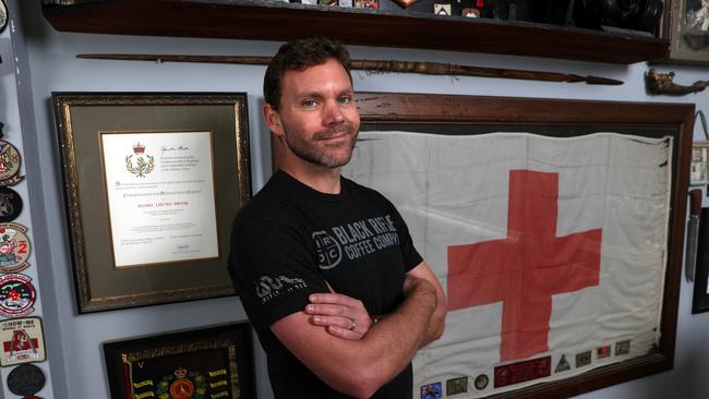 Dan Pronk built a man cave after discharging from the military. Picture: Gary Ramage