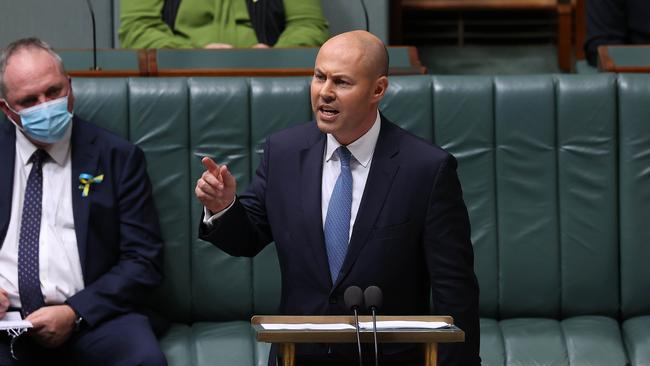 Treasurer Josh Frydenberg delivered his 2022 Budget speech in the House of Representatives in Parliament House in Canberra. Picture: NCA NewsWire / Gary Ramage