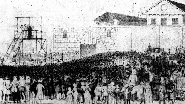 Knatchbull’s execution was set for 9am on February 13, 1844, but thousands began gathering from the crack of dawn outside Darlinghurst Jail to see him hang.