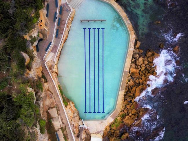 Drone images of Bronte Ocean Pool on an overcast summer day. Picture: Toby Zerna/ Supplied