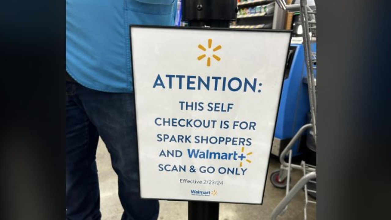 A sign at Walmart advertising the new policy.