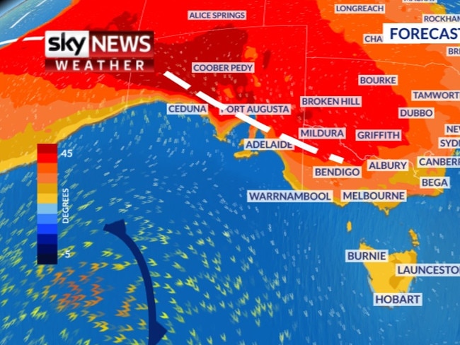 The heat wave will continue through to New Year's Eve. Picture: Sky News Weather