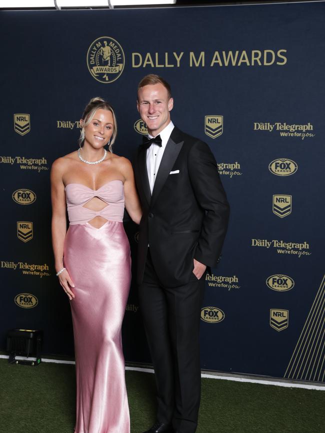 Vessa Rockliff and Manly star Daly Cherry-Evans enjoy the festivities. Picture: NewsWire / Christian Gilles