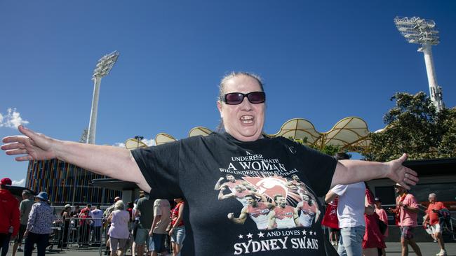 Sharon Salkeld before the Gold Coast Swans take on the Sydney Swans at People First Stadium, Carrara. Picture: Glen Campbell