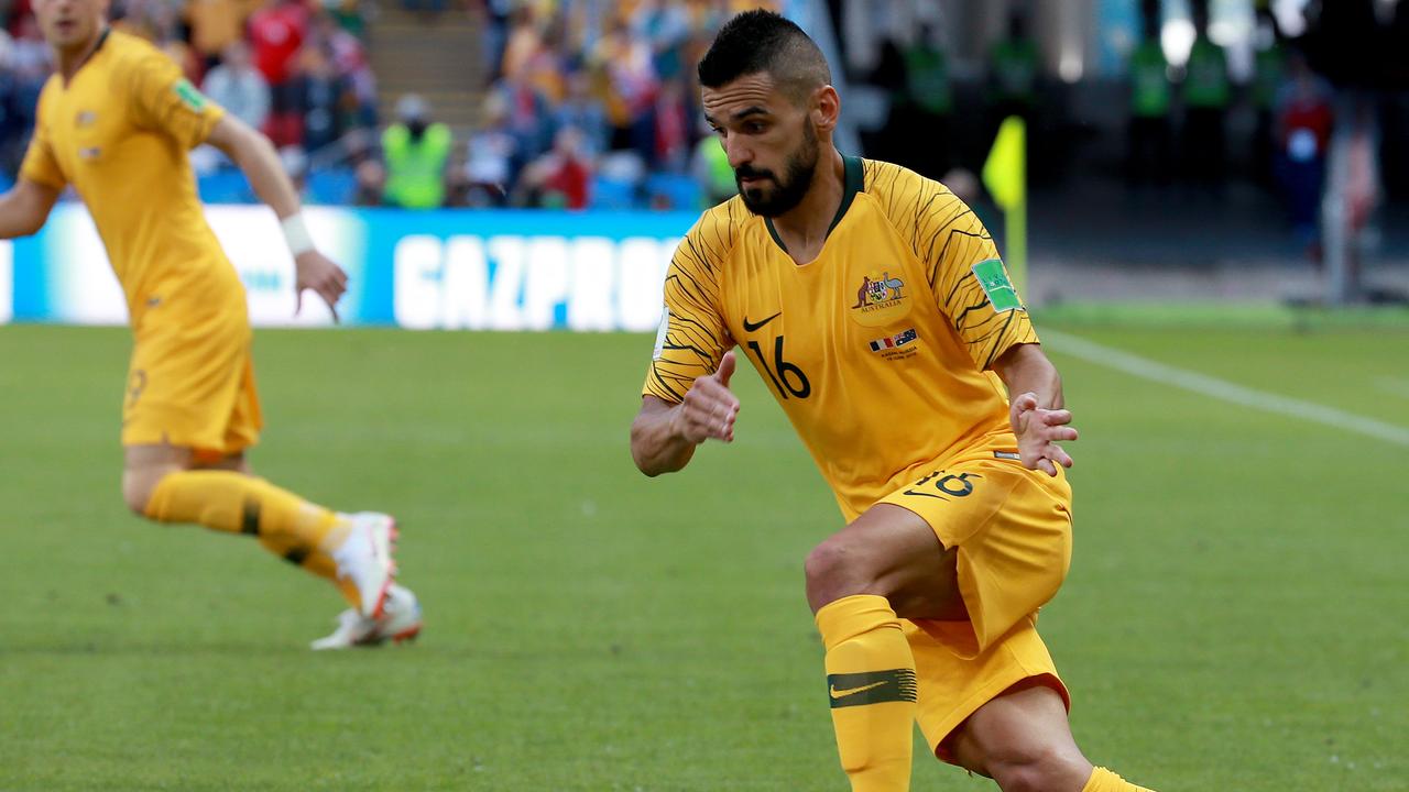 Aziz Behich in action in the Socceroos’ World Cup match against France.