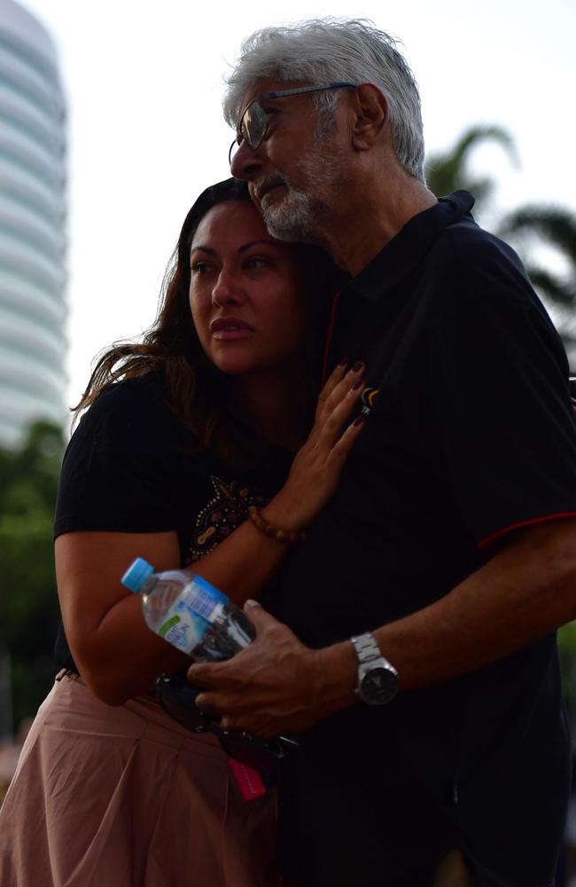 Justice not Jails member Jade Ritchie joined hundreds of Top End Residents outside the NT Parliament on Wednesday in a vigil for Kumanjayi White, a 24-year-old Warlpiri man with a disability who died after being restrained by police in the Alice Springs Coles. Picture: Zizi Averill
