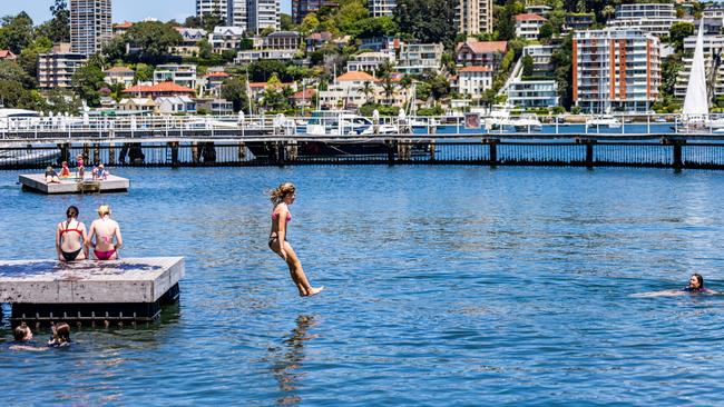 People swimming in Redleaf pools. Redleaf pools is one of the beaches where the water quality has been affected by the recent wet weather. Picture: NCA NewsWire / Ben Symons