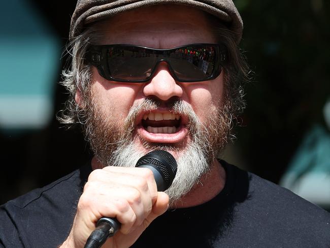 Former CFMEU national president Jade Ingham, Union protest, Emma Miller Place, Brisbane. Picture: Liam Kidston