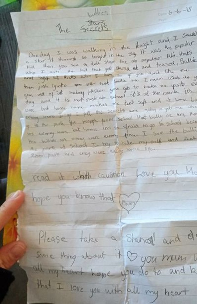 Bullying victim writes letter to mother asking for her help to end ...