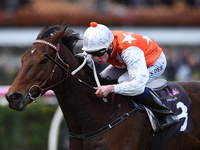 Michael Dee continues his impressive form in the saddle as he pilots Royal Rapture to victory. Picture: Getty Images